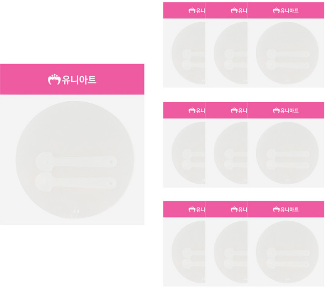 유니아트 손잡이 부채 원형 2p, 투명, 10개