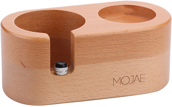 MOJAE 칼딘 커피 매트 홀더 포터필터 거치대 탬퍼 스탠드 2구 58mm, 우드, 1개