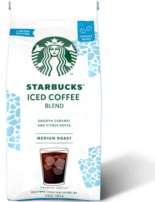 스타벅스 아이스 커피 블렌드 원두, 홀빈(분쇄안함), 190g, 1개