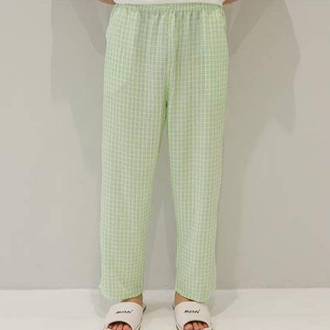 글램공감 커플용 지지미 블럭체크 파자마 냉감 9부 바지잠옷