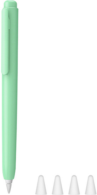 제이로드 애플펜슬 1세대 똑딱이 케이스 실리콘 펜팁캡 4p 세트, 그린, 1세트