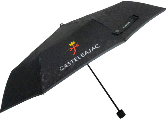 까스텔바작 원형 로고플레이 3단 골프 수동 우산, 블랙, 1개