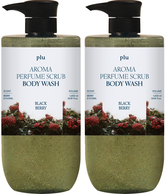 플루 아로마 퍼퓸 스크럽 바디워시 블랙베리, 1L, 2개