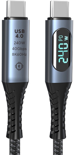 BEEZAP USB4 40G C to C 240W PD3.1 顯示傳輸線 Thunderbolt 4 5A, 120cm, 灰色, 1個