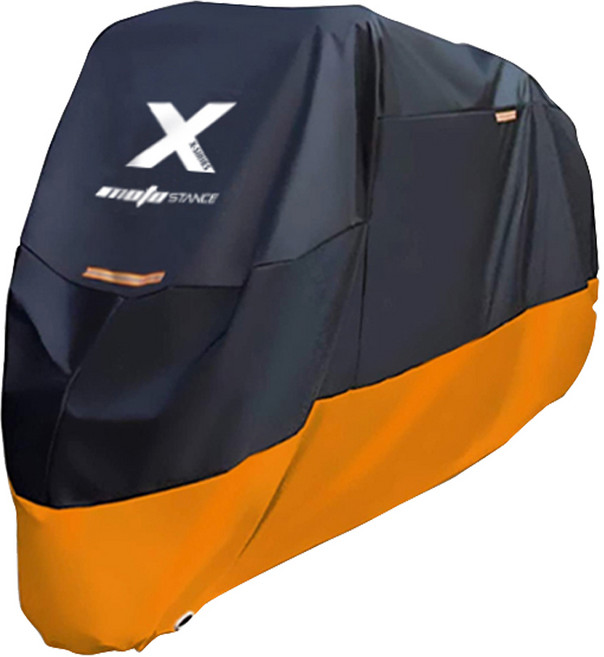 모토스탠스 210D 오토바이 프리미엄 방수 커버, 블랙오렌지