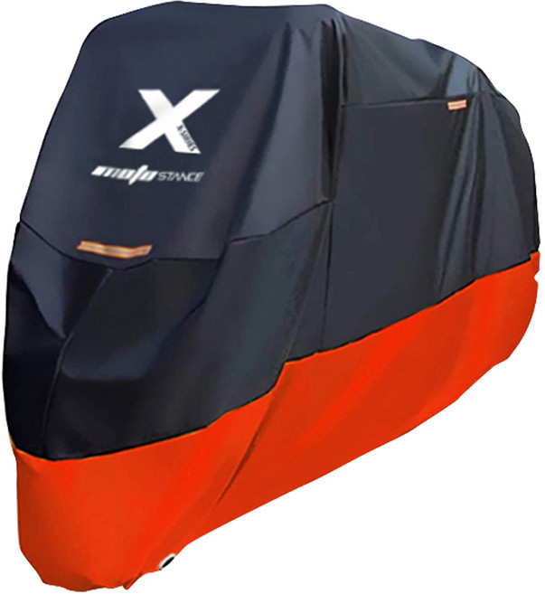모토스탠스 210D 오토바이 프리미엄 방수 커버, 블랙레드