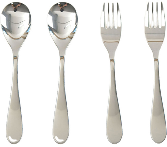 윌리브 국산 304스텐 벨로 아동커트러리세트, 실버, 숟가락 2p + 포크 2p, 1세트