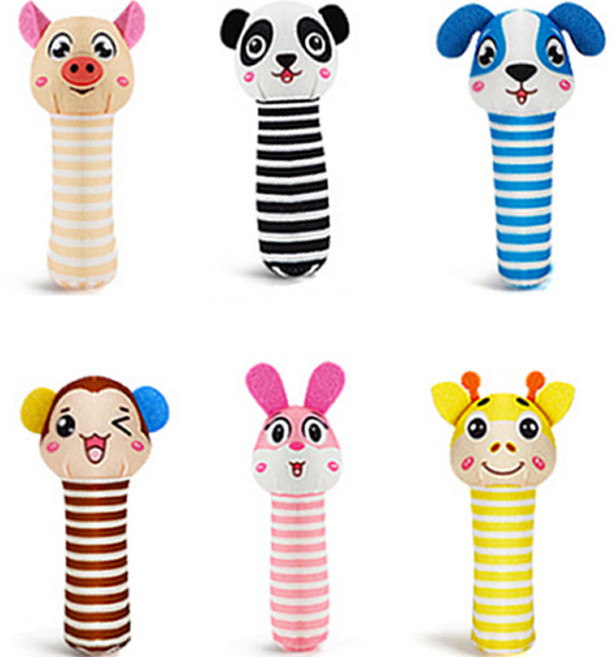 티티펫 강아지 꺽꺽 소리나는 길쭉 봉제장난감 동물농장 6종 세트, 혼합색상, 1세트