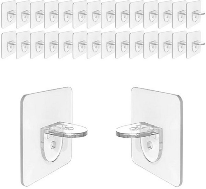 TheLiving 접착식 선반 받침 후크, 투명, 30개