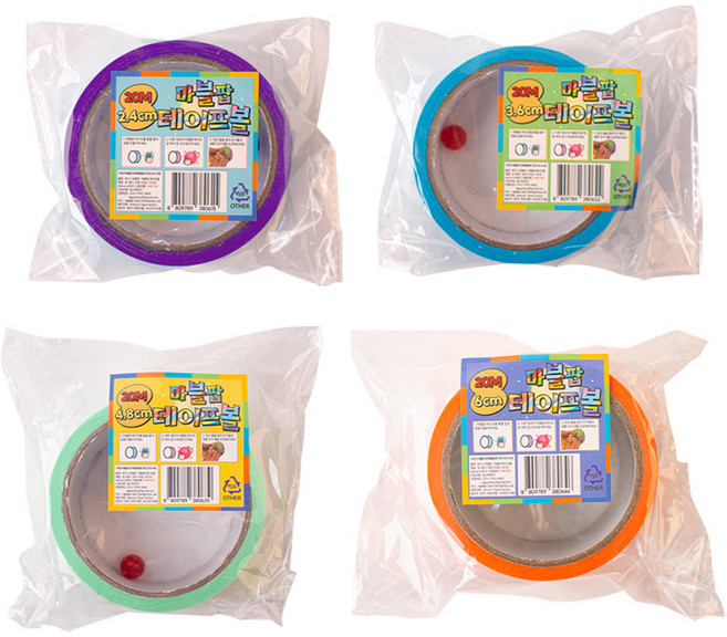 炫彩膠帶球製作膠帶 2.4cm + 3.6cm + 4.8cm + 6cm 套組 20m, 隨機出貨, 1個