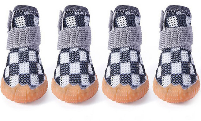 Lanboer 寵物格紋網眼鞋, 黑色