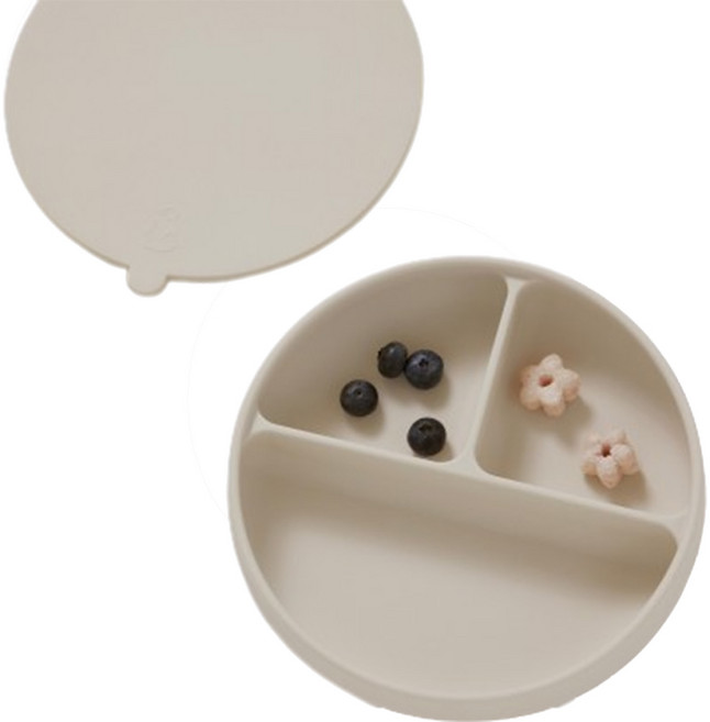 코니 이지피드 실리콘 흡착식판 3구, 크림, 1개