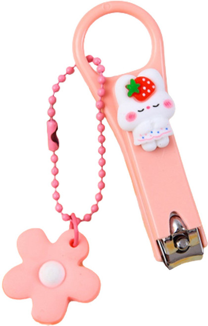 쿠셀러 유아용 귀여운 손톱깎이 + 꽃펜던트 2p, 눈감은딸기토끼, 1세트