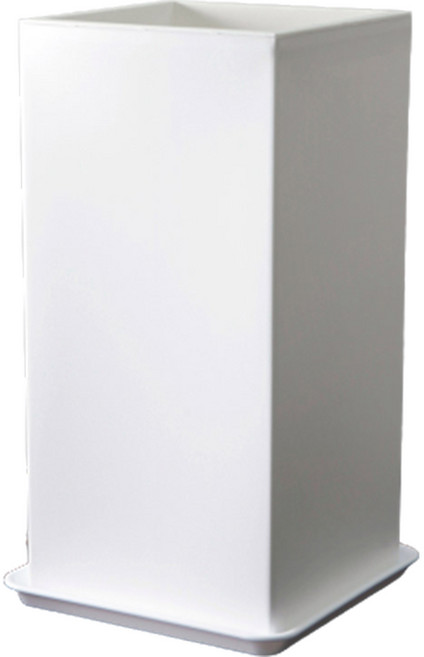 morningscent 초경량 사각 플라스틱 PL 화분 + 받침대, 화이트, 1세트