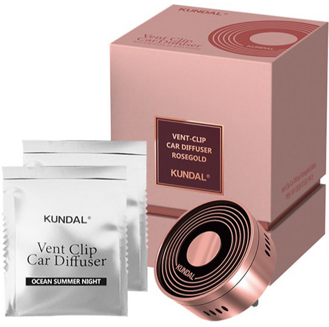 KUNDAL 昆黛爾 Classy Mood汽車香氛夾 玫瑰金, 海洋夏夜, 1套