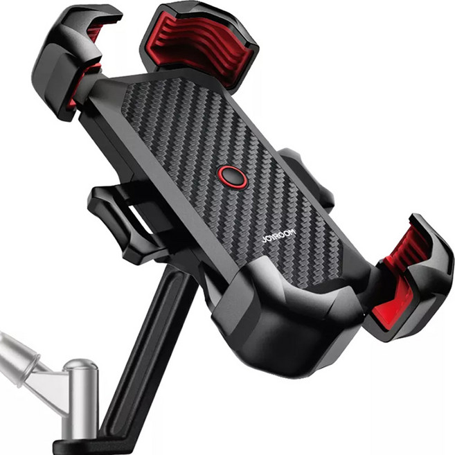 조이룸 프리미엄 오토바이용 포그랩 원터치 이중 고정 휴대폰 거치대 미러형, 블랙, 1개