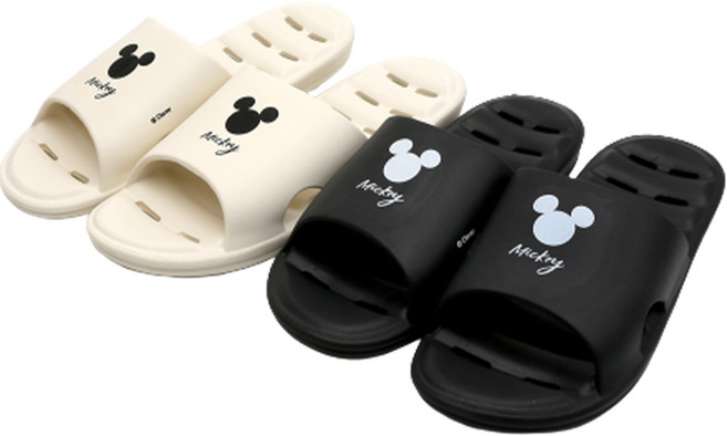 디즈니 미키마우스 심플 EVA 욕실화 세트, 블랙, 화이트, 1개
