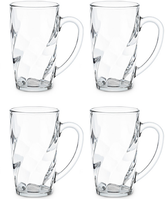 글라스락 내열강화 스핀머그 360ml, 투명, 4개