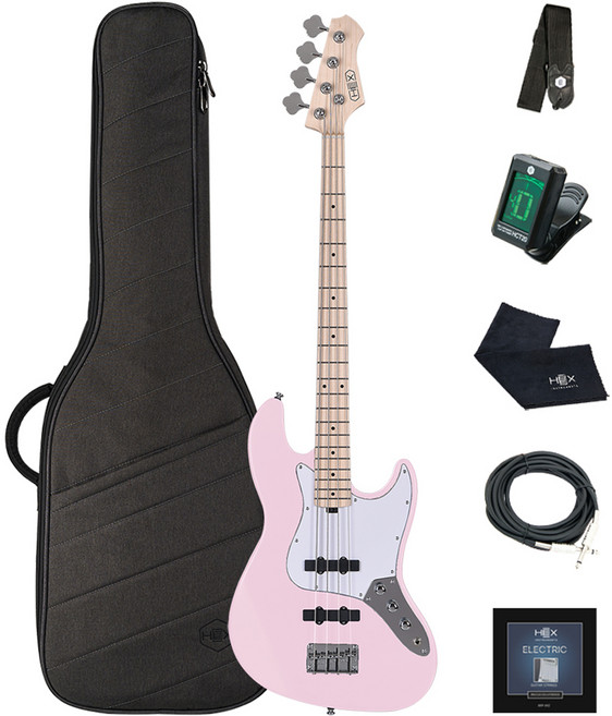 헥스 입문용 베이스 기타, HEX B100M S/PPK, 파스텔 핑크, 1개