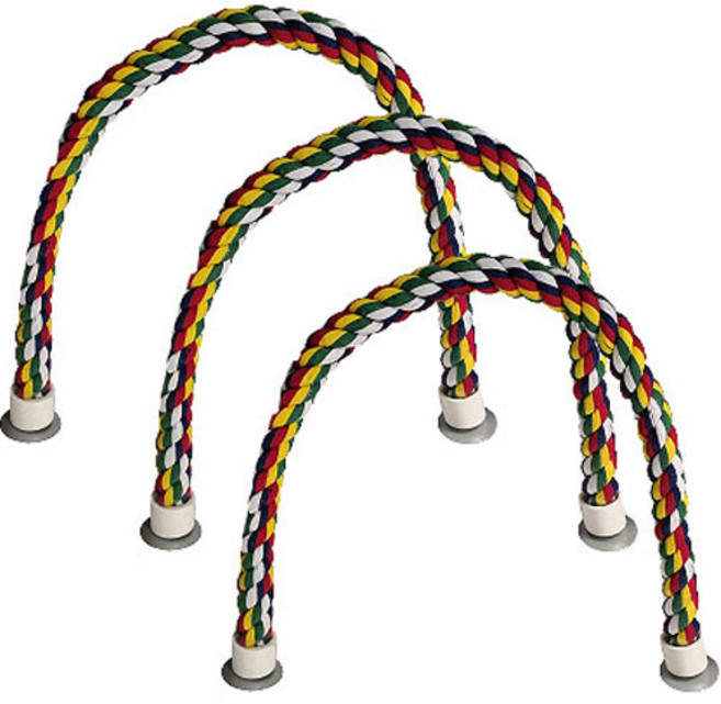 조류용 등반 밧줄 횃대 사다리 앵무새 장난감 60cm, 혼합색상, 3개