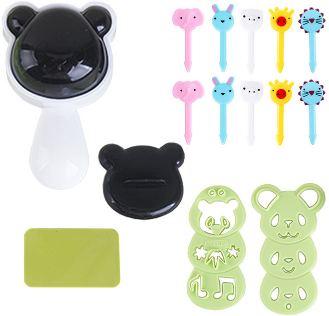 인블룸 간편 팬더 주먹밥 만들기 + 데코픽 동물 20p 세트, 혼합색상, 1세트