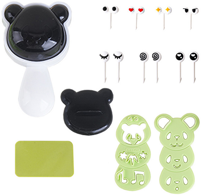 인블룸 간편 팬더 주먹밥 만들기 + 데코픽 표정 20p 세트, 혼합색상, 1세트