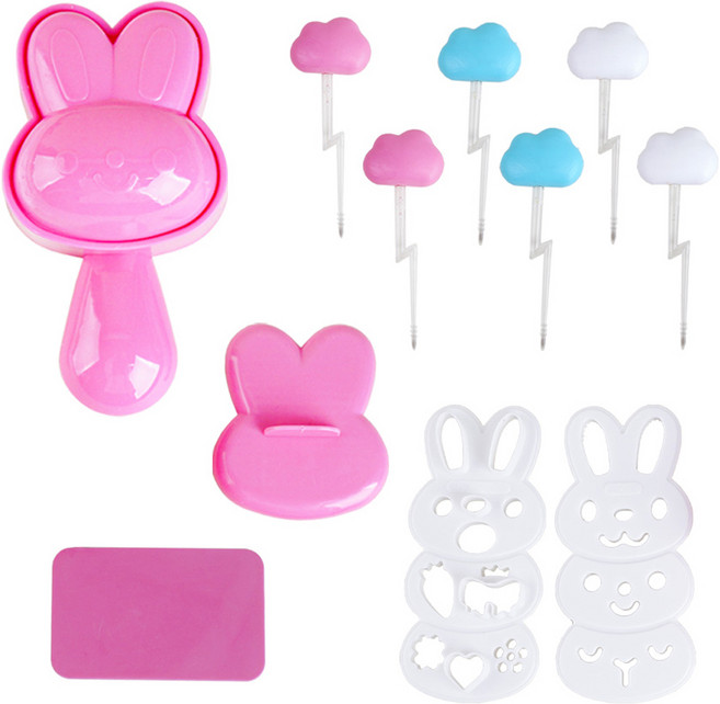 인블룸 간편 토끼 주먹밥 만들기 + 데코픽 구름 12p 세트, 혼합색상, 1세트