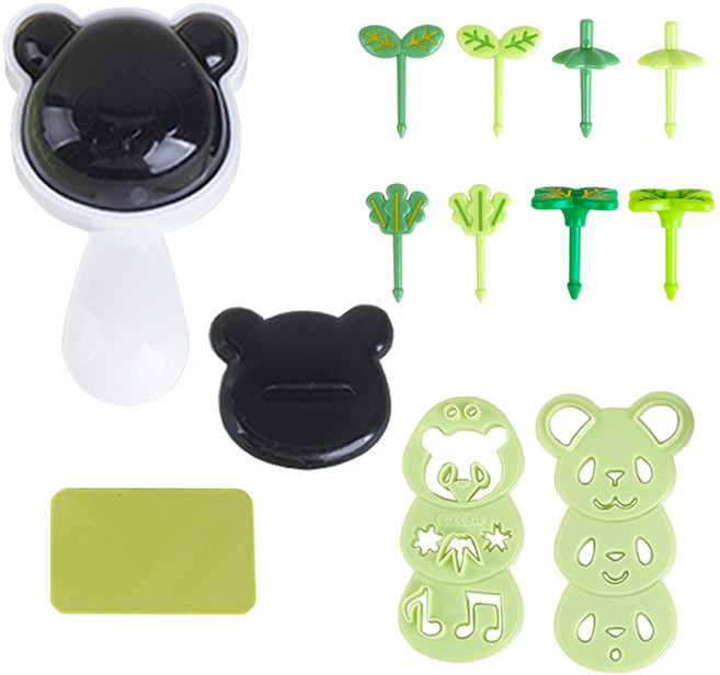 인블룸 간편 팬더 주먹밥 만들기 + 데코픽 새싹 16p 세트, 혼합색상, 1세트