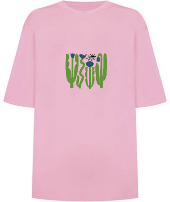 솔레일 여성용 루즈핏 플랜트 래쉬가드 반팔 상의