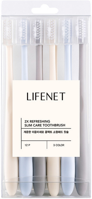라이프넷 개운한 이중미세모 콤팩트 소형헤드 칫솔, 12개입, 1세트