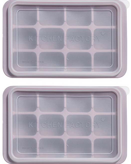 키친팩토리 파스텔 실리콘 12구 얼음틀, 다크핑크, 2개