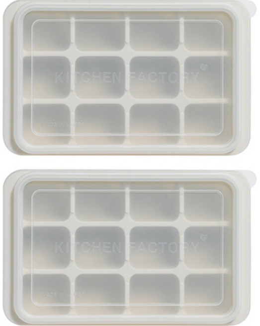 키친팩토리 파스텔 실리콘 12구 얼음틀, 아이보리, 2개