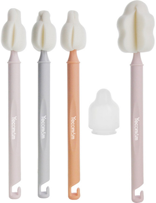 예꼬맘 국내 제조 젖병솔 롱핸들 4종 + 먼지캡 세트, 1세트, 혼합색상