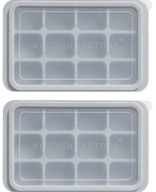 키친팩토리 파스텔 실리콘 12구 얼음틀, 그레이, 2개
