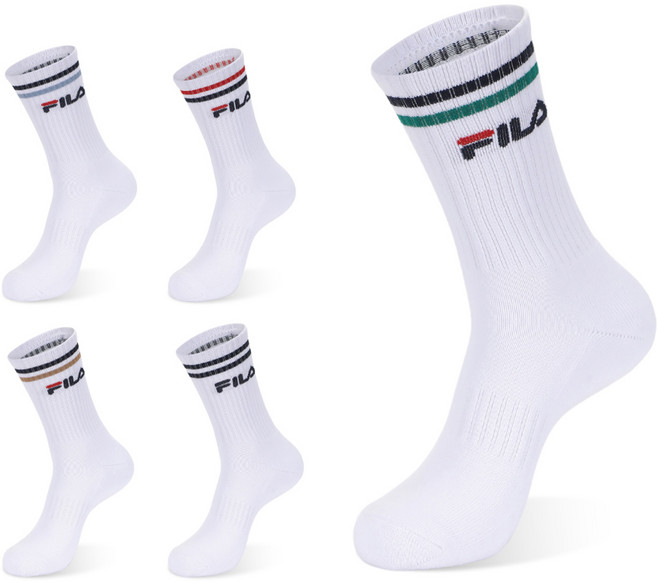 휠라 캐주얼 링글 더블 쿠션 크루 삭스 5켤레 세트