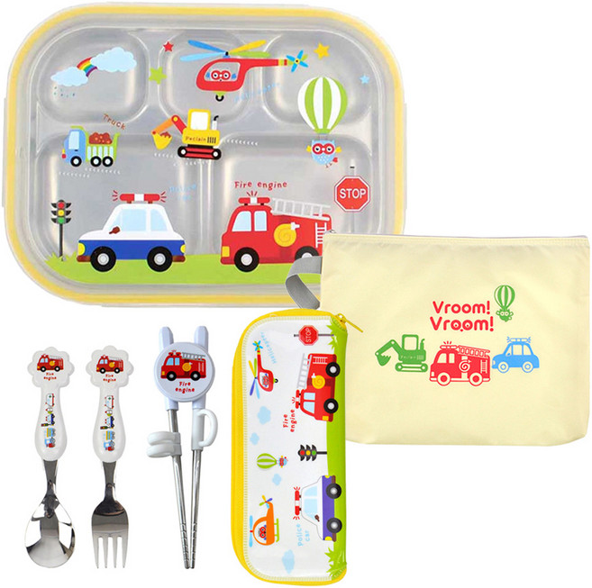 부릉부릉 1단계 교정용 식판도시락 세트, 혼합색상, 5종, 1세트