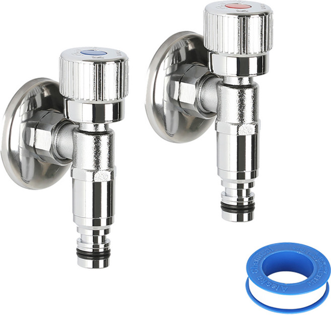 두진 슬림 세탁기 전용 수도꼭지 I자타입 냉온수 금속커플링 세트 DF71M, 1개