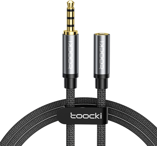Toocki 투키 스테레오 3.5mm AUX 오디오 연장 케이블 2m, TYPX2-MDA0G(2M), 그레이, 1개