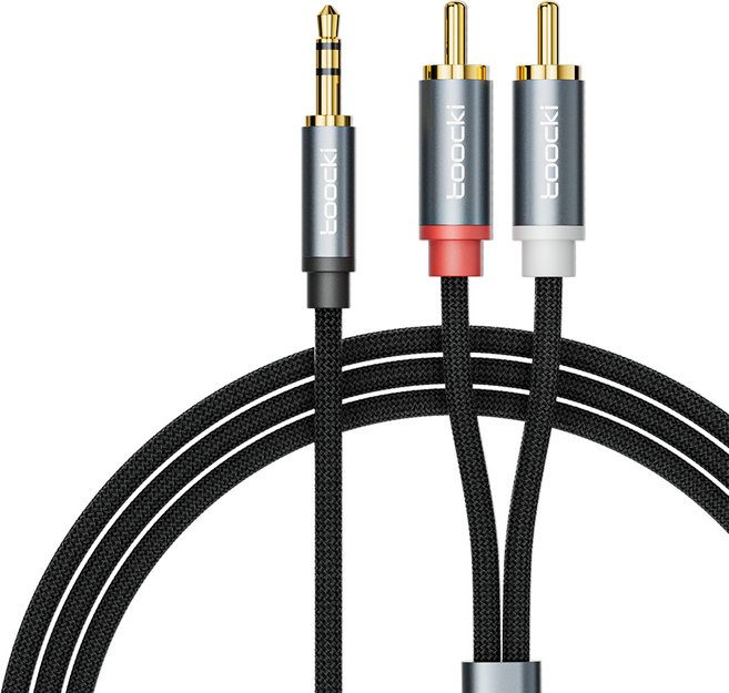 투키 스테레오 3.5mm AUX to 2RCA 오디오 케이블 3m, TYPX4-MDC0G, 그레이, 1개