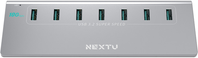 넥스트유 USB 3.2 GEN2 10G 7포트 유전원 알루미늄 USB허브 NEXT-337G2-10G, 혼합색상, 1개