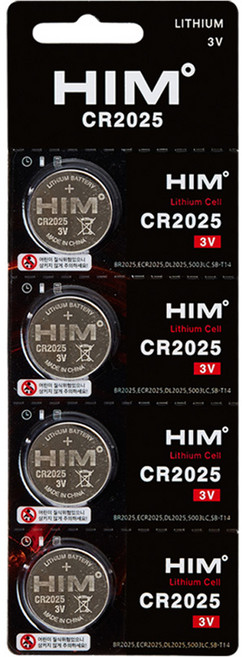 힘 리튬 CR2025 코인건전지, 4개입, 1개