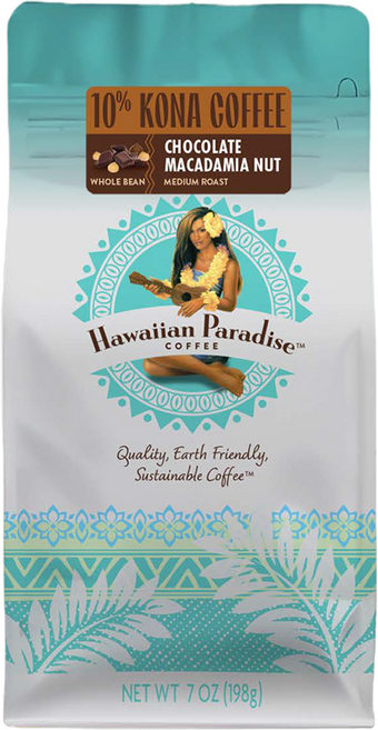 하와이안파라다이스커피 코나 초콜렛 마카다미아 원두, 홀빈(분쇄안함), 198g, 1개