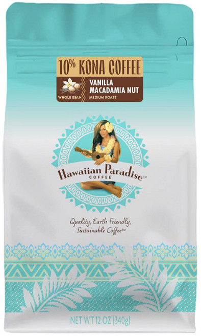 하와이안파라다이스커피 하와이 코나 바닐라 마카다미아 커피 원두, 홀빈(분쇄안함), 340g, 1개
