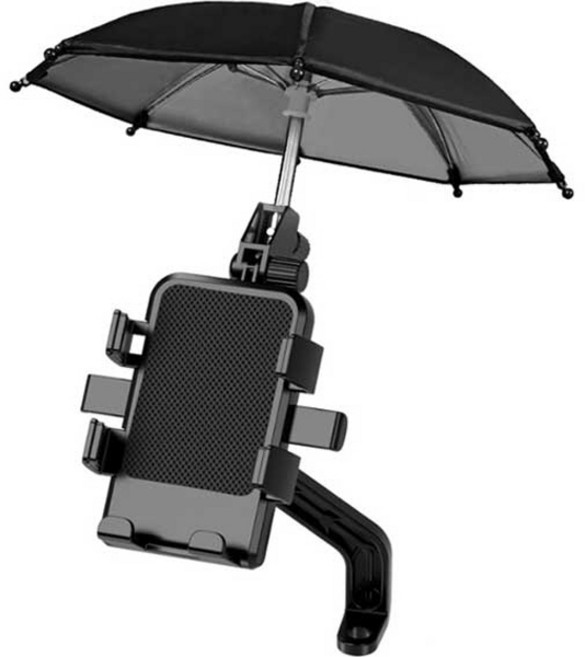 PEONIST 防水雨傘機車用手機支架 後照鏡款, 黑色, 單一商品