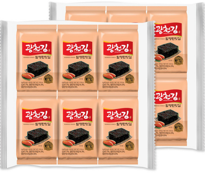 광천김 참 명란 도시락김, 4g, 32개