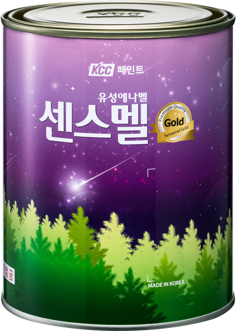 KCC페인트 센스멜 골드 에나멜 페인트 유광, 흑색, 1L, 1개