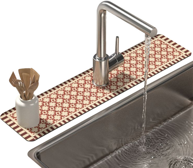 데이소이 이클리 패턴 수도꼭지 매트 구멍없음 10 x 38 cm, 2개, N15