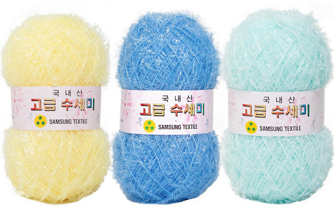 yarna 고급 수세미 뜨개실 80g x 3종 + 도안 3종 세트, X3 블루레몬, 1개