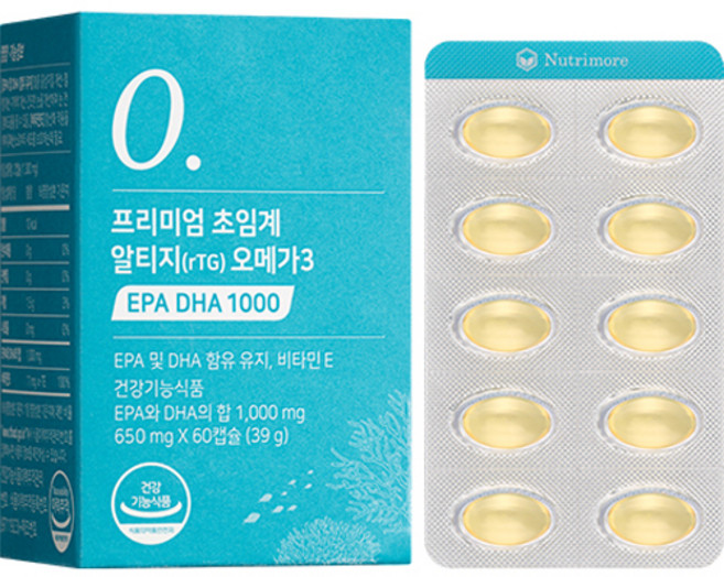 뉴트리모어 프리미엄 초임계 알티지 오메가3 EPA DHA 1000, 60정, 1개