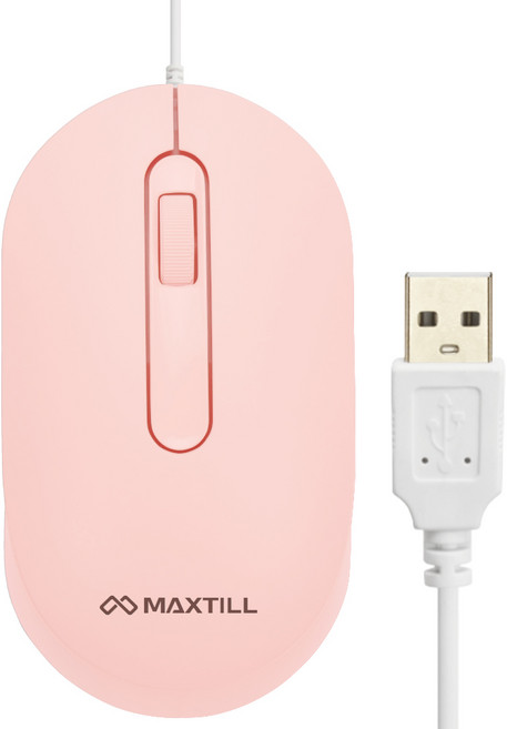 맥스틸 USB 저소음 유선 마우스 MO-M303U, MO-303U, 핑크